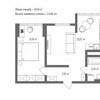 Продается 2-х комнатная квартира, 50 м²