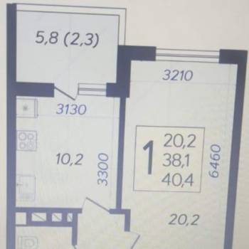 Продается 1-комнатная квартира, 38,1 м²