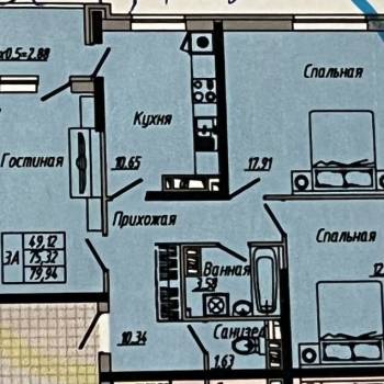 Продается 3-х комнатная квартира, 80 м²