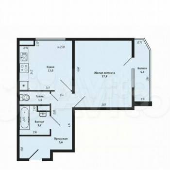 Продается 1-комнатная квартира, 46 м²