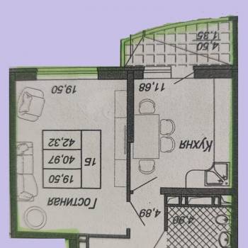 Сдается 1-комнатная квартира, 41 м²