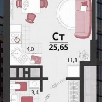 Продается 1-комнатная квартира, 28 м²