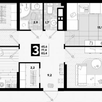 Продается 3-х комнатная квартира, 77,4 м²