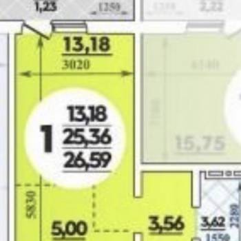 Продается 1-комнатная квартира, 26,6 м²
