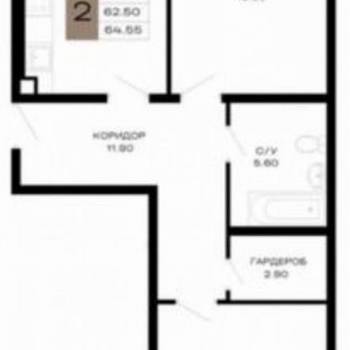 Продается 1-комнатная квартира, 64 м²