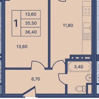 Продается 1-комнатная квартира, 37 м²