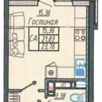 Продается 1-комнатная квартира, 26 м²