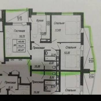 Продается 3-х комнатная квартира, 80,7 м²