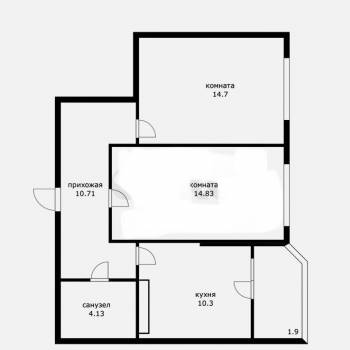 Продается 2-х комнатная квартира, 59 м²