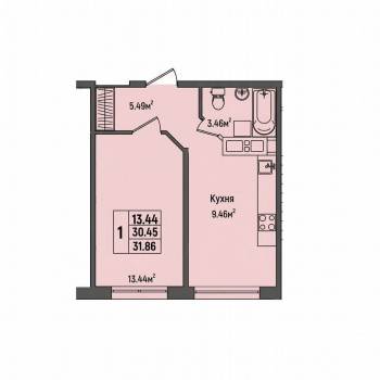 Продается 1-комнатная квартира, 34 м²