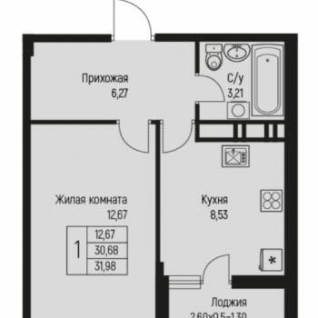 Продается 1-комнатная квартира, 31,2 м²