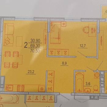 Продается 2-х комнатная квартира, 70 м²