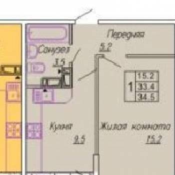Продается 1-комнатная квартира, 33,5 м²