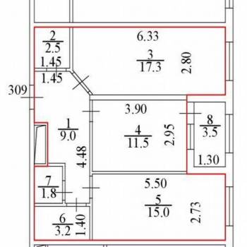 Продается 2-х комнатная квартира, 60,3 м²