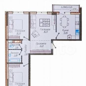 Продается 2-х комнатная квартира, 72 м²
