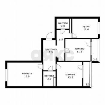 Продается 3-х комнатная квартира, 74,1 м²