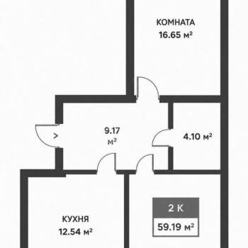 Продается 2-х комнатная квартира, 60 м²