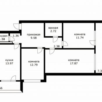 Продается 3-х комнатная квартира, 74,6 м²