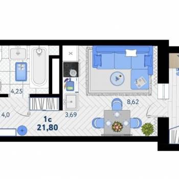 Продается 1-комнатная квартира, 21,7 м²