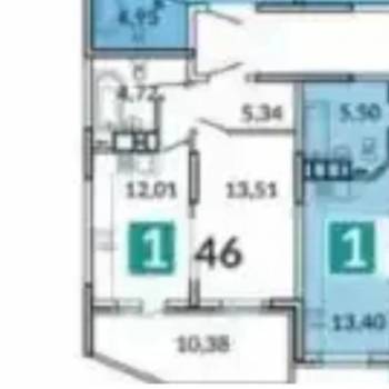 Продается 1-комнатная квартира, 46 м²