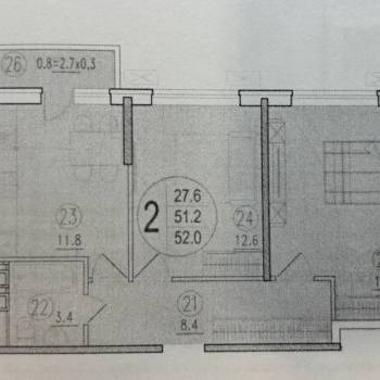 Продается 2-х комнатная квартира, 52,2 м²
