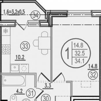 Продается 1-комнатная квартира, 35 м²