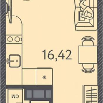 Продается 1-комнатная квартира, 23 м²