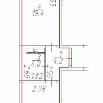 Продается 1-комнатная квартира, 43,9 м²