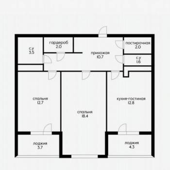 Сдается 2-х комнатная квартира, 63,7 м²
