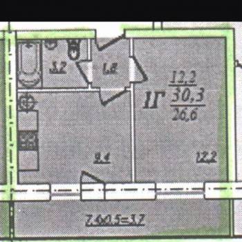 Продается 1-комнатная квартира, 37 м²