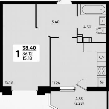 Продается 1-комнатная квартира, 39,1 м²