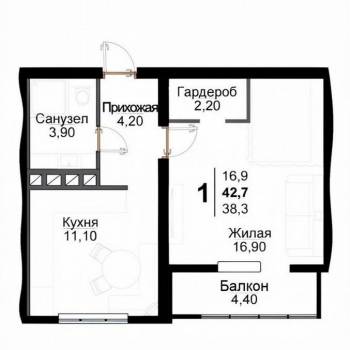 Продается 1-комнатная квартира, 39,1 м²