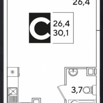 Продается 1-комнатная квартира, 30,1 м²