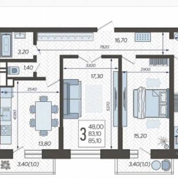 Продается 3-х комнатная квартира, 84 м²