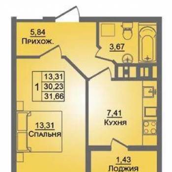 Продается 1-комнатная квартира, 30,5 м²