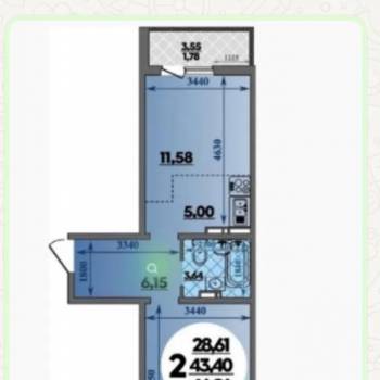 Сдается 1-комнатная квартира, 43,4 м²