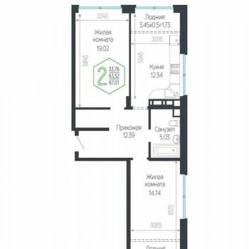 Продается 2-х комнатная квартира, 64,7 м²