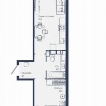 Продается 1-комнатная квартира, 41 м²