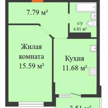 Продается 1-комнатная квартира, 41 м²