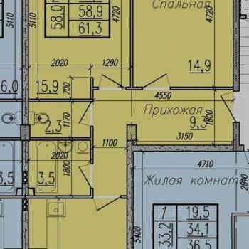Продается 2-х комнатная квартира, 58,9 м²