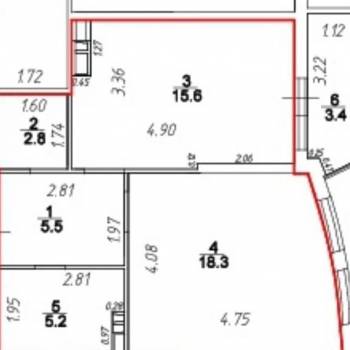 Продается 1-комнатная квартира, 47,4 м²
