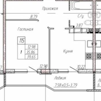 Продается 1-комнатная квартира, 35,8 м²