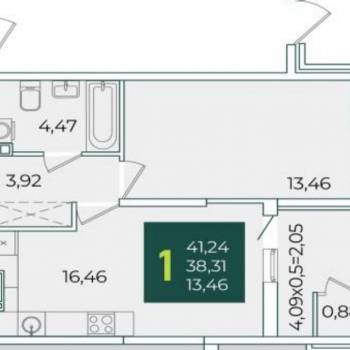 Сдается 1-комнатная квартира, 41,2 м²