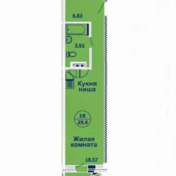 Продается 1-комнатная квартира, 29,4 м²