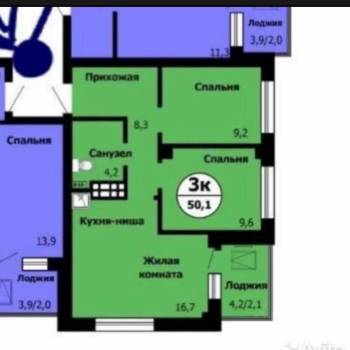Сдается Многокомнатная квартира, 51 м²