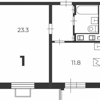 Продается 1-комнатная квартира, 43,3 м²