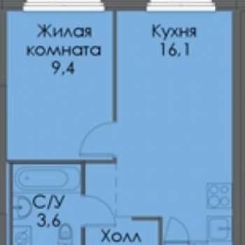 Сдается 1-комнатная квартира, 31,8 м²