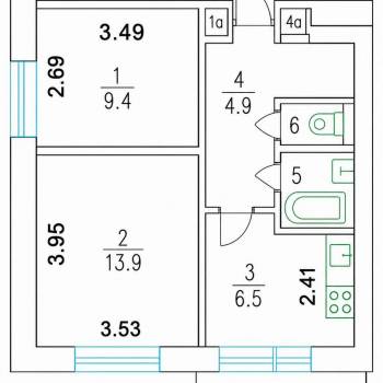 Сдается 2-х комнатная квартира, 39 м²