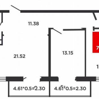 Продается 2-х комнатная квартира, 75 м²
