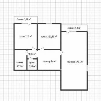 Продается 2-х комнатная квартира, 56,8 м²